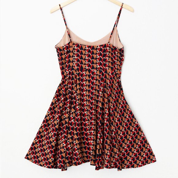 Miss Me Retro Geometric Print Fit Flared Skater Dress S V Neck Pinup Y2K Vintage - Picture 3 of 16